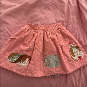 Mini Boden Guinea Pig Applique Pink Corduroy Skirt Size 6-7